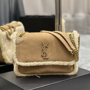 NIKI BABY CHAIN BAG IN CRINKLED VINTAGE LEATHER