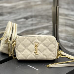 Saint Laurent BECKY double-zip pouch in quilted lambskin