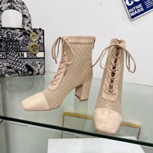 Dior Naughtily-D Heeled Ankle Boot Transparent Mesh Embroidered with Goatskin
