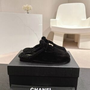 Chanel Black Fabric Quilted Embellished Slip On Loafers