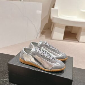 Saint Tropez foiled leather sneakers in Silver