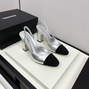 Chanel Silver Slingbacks High Heels