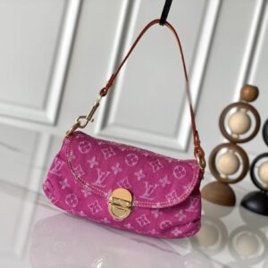 Louis Vuitton Pink Monogram Denim Pleaty